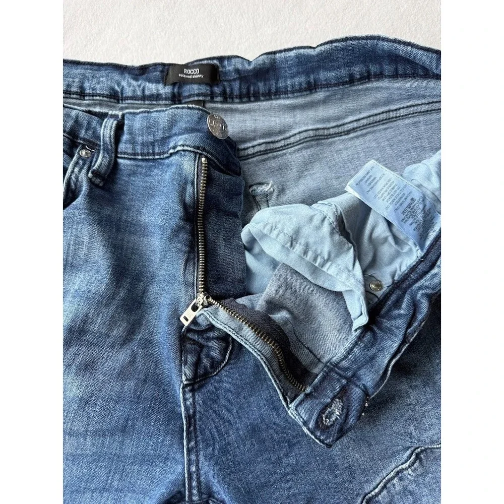 True Religion Rocco Moto Jeans Men 40 Blue Relaxed Skinny Stretch Biker Denim